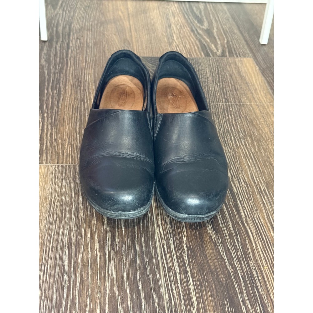 KEEN Black Leather Womens 8.5 Utility Slip resistant Work Shoes Slip On Nursing